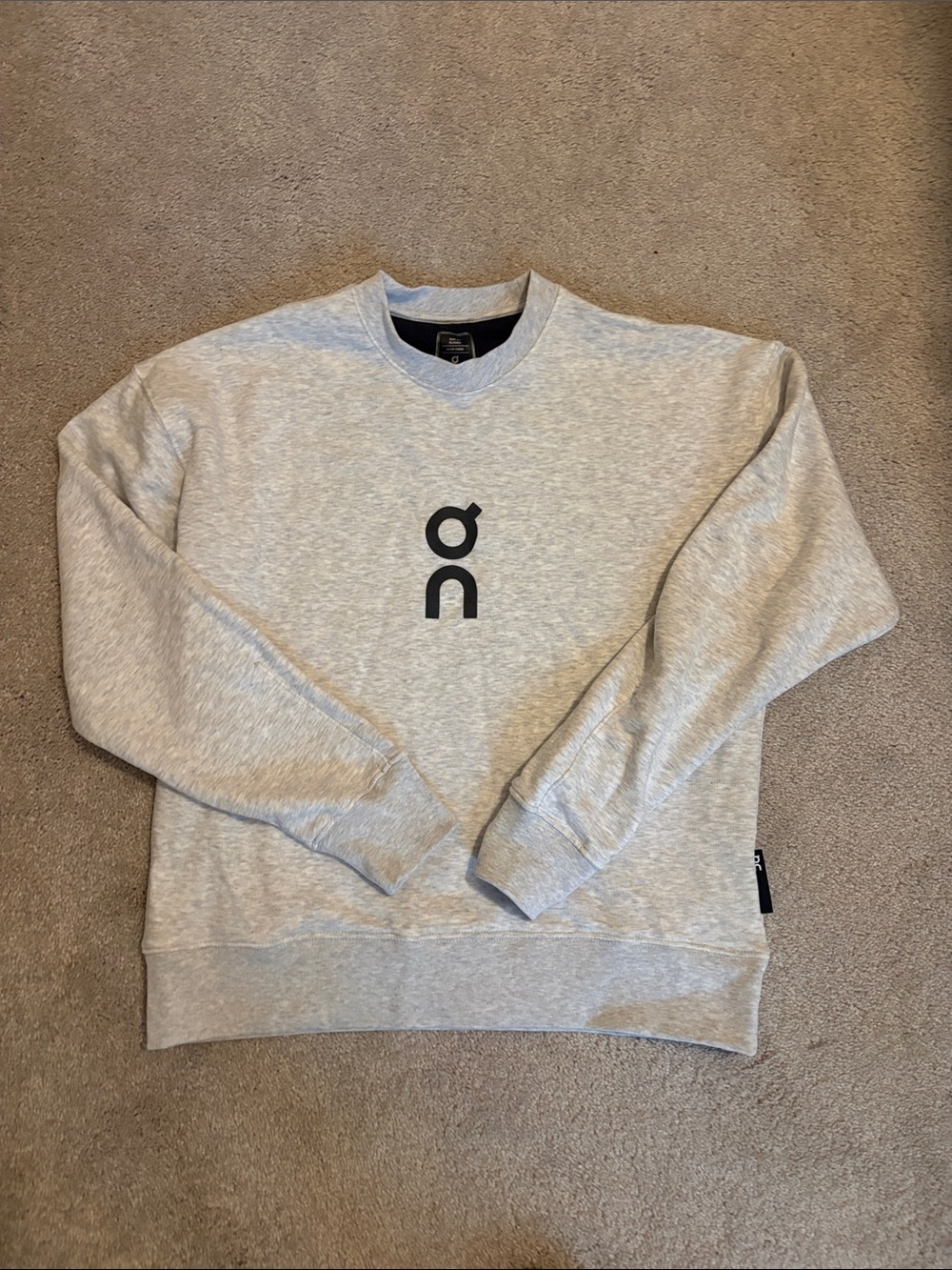 NWOT On Running Light Gray Crewneck Sweatshirt with Center Logo